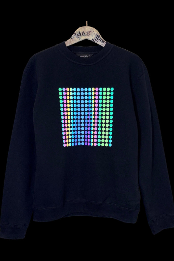 Circle Square Reflective Sweater: Where Geometry Meets Glow