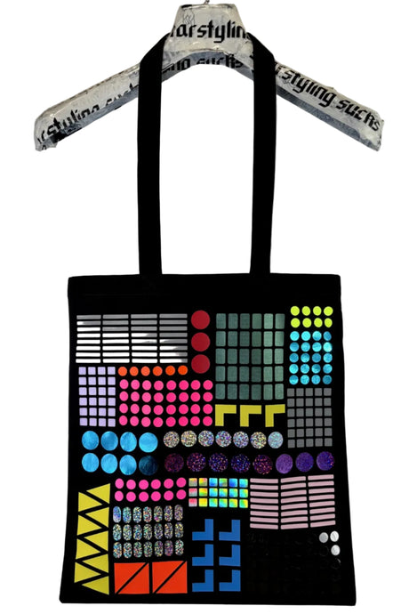 tote bag with multicolor graphical print