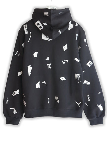 black hoody with reflective print