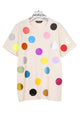 Natural T-shirt printed with colorful polka Dots 