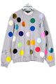 grey jumper printed with colorful polka Dots 