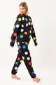 Black tracksuit printed with colorful polka Dots 