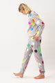 Grey tracksuit printed with colorful polka Dots 