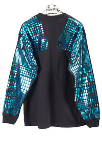 Black Longsleeve with blue shiny pattern on the shoulders