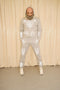 Grey  tracksuit with reflective tribal prints allover