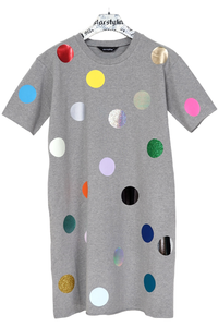 unisex dress printed allover with colorful polka dots