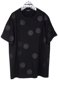 Oversize Black T-shirt printed with black glitter polka Dot