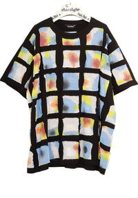 Oversized Shirt with tye dye squares sewn allover