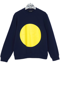 Navy Blue jumper with a big yellow circle in the middle