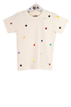 Natural Kids T-shirt with small multicolor polka dots