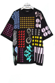 Black oversized T-shirt with graphic multicolored collage print