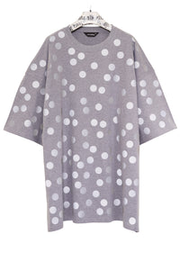 Oversized grey t-shirt with reflective polka dots on front and back