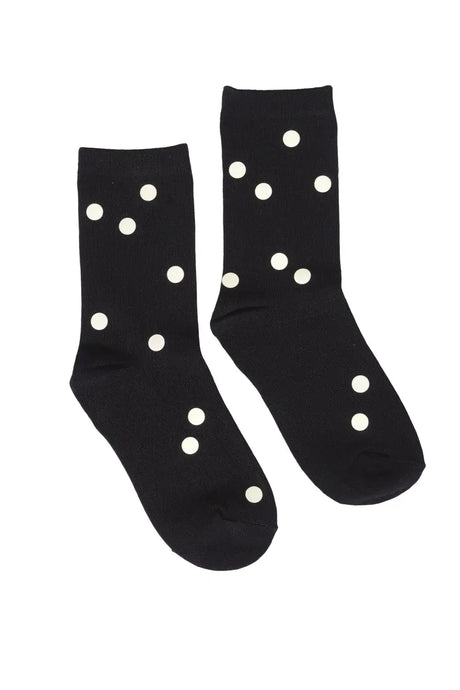 Black socks with white polka dots, fun and colorful design accessories