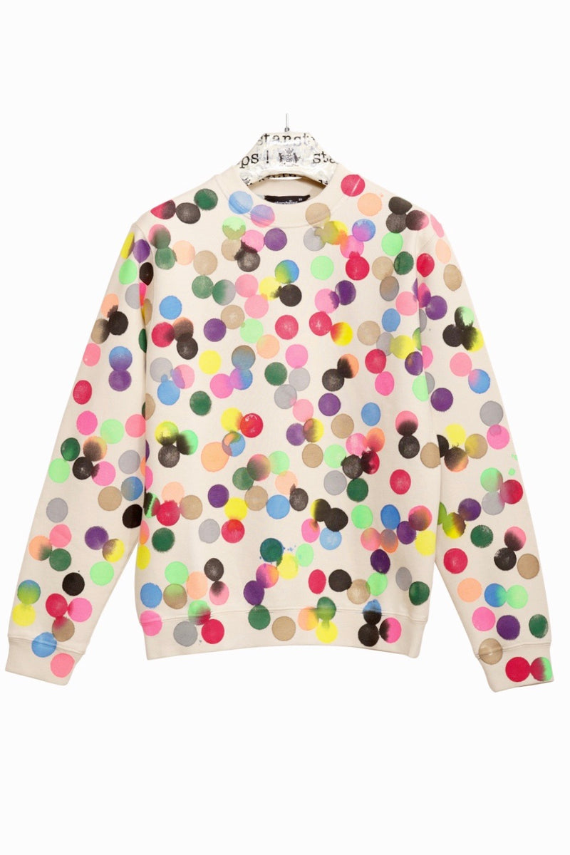 Sweater printed with circles in vibrant mixed colors 