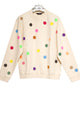 hand stamped Natural jumper with multicolor polka dots