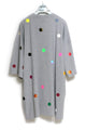 Grey oversized t-shirt printed with colorful polka dots