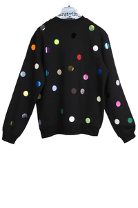 Black jumper printed with colorful small polka dots